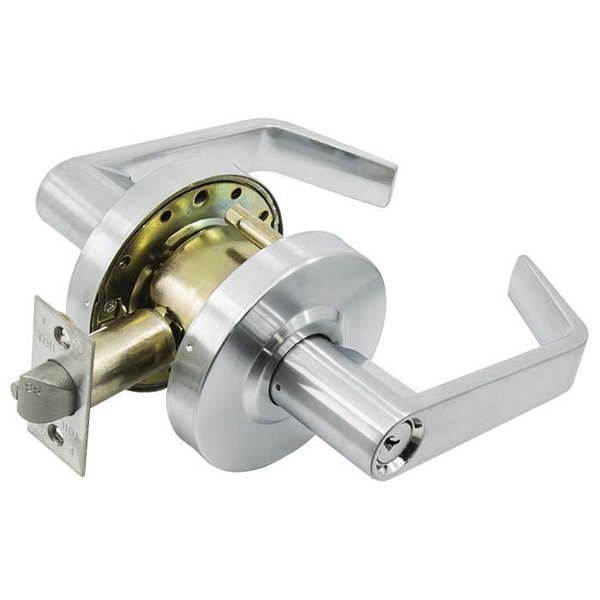 Tell Grade 2 Cylindrical Lock, Storeroom, Lever, Satin Chrome, 2-3/4 Inch Backset, Conventional Cylinder L2080-26D